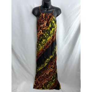 Emma & Michele Long Snakeskin Multicolor Yellow Dress Size 8 Y2K Maxi Feminine